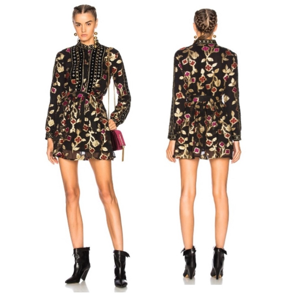 NWT Dodo Bar Or Loren Metallic Long Sleeve Mini Dress